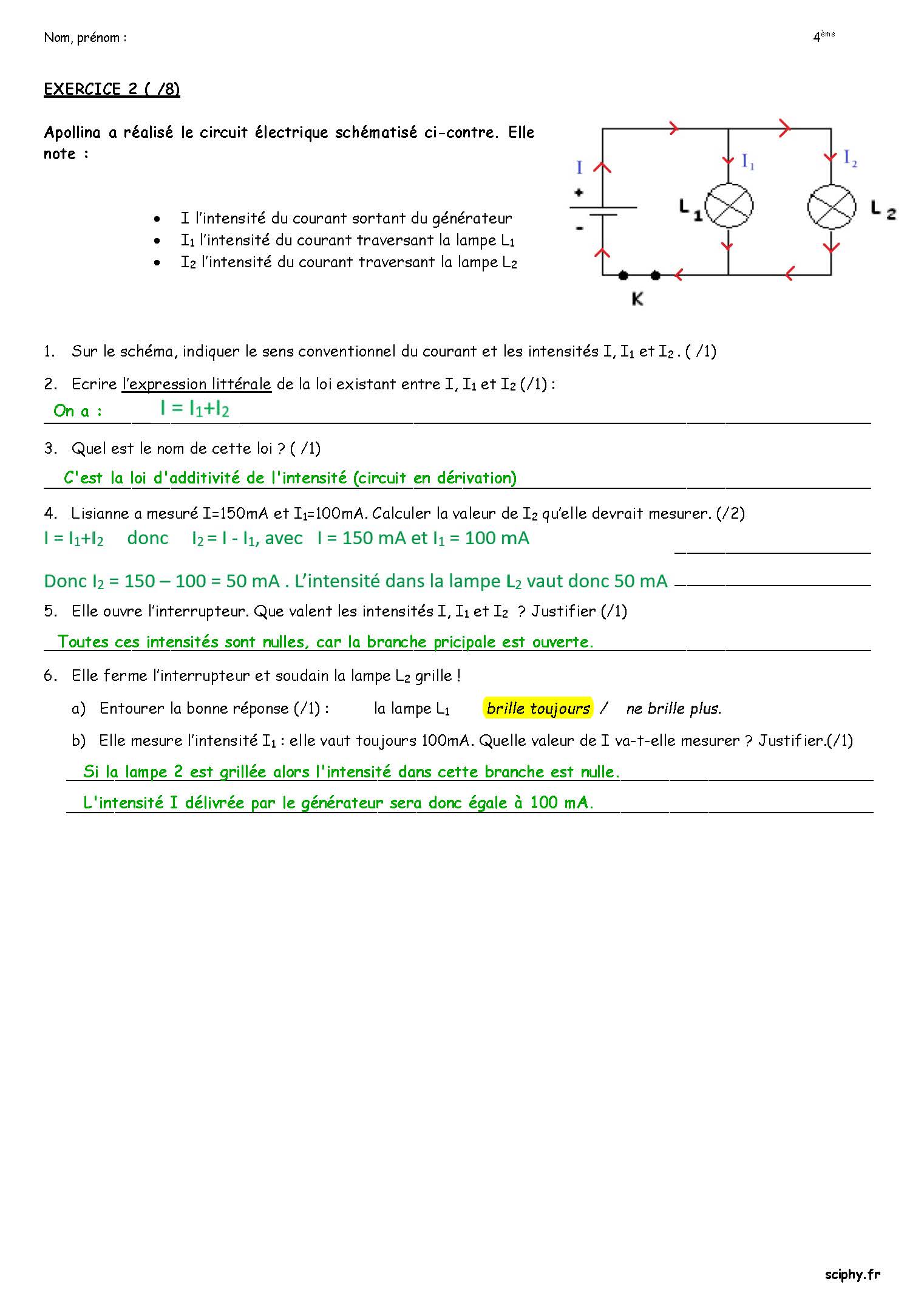 DS 7 4ème Lois intensité 2025 correction Page 2