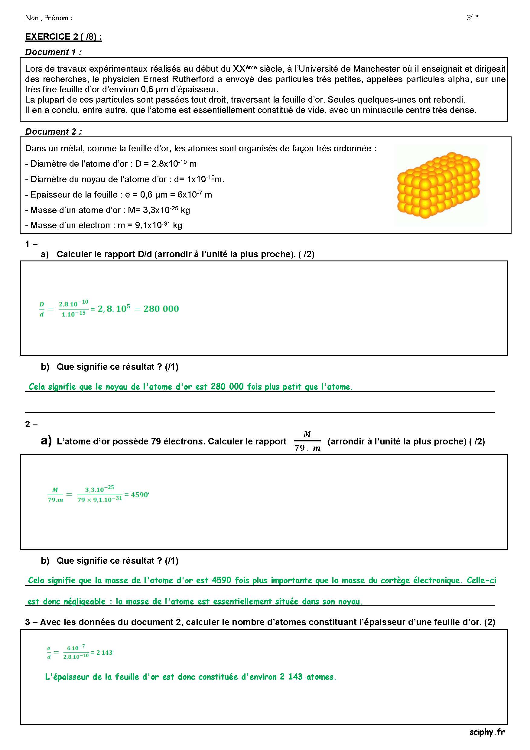 DS2 3 ème atomes 2025 2026 Page 2