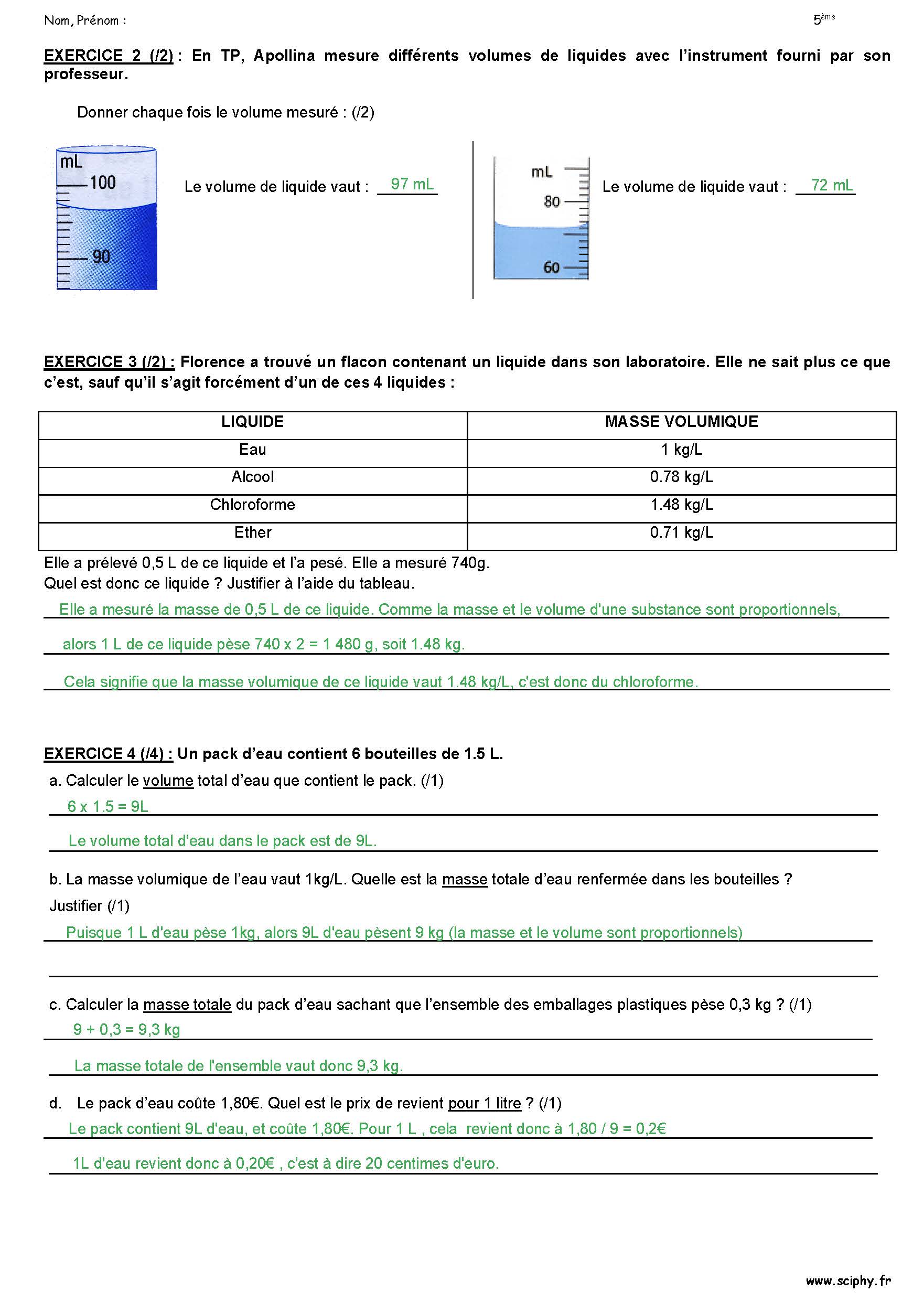 DS 2 5 ème Masse et Volume 2025 Page 2
