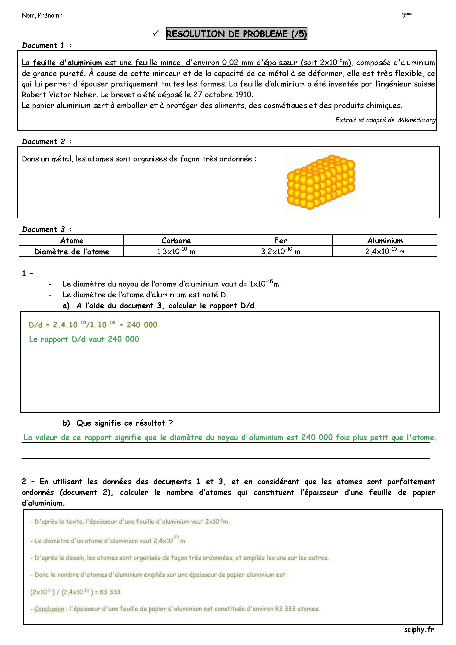 DS2 3 ème atomes 2024 2025 Page 2