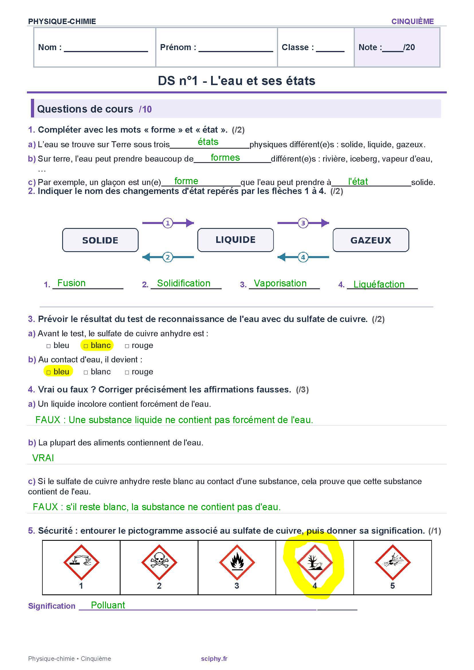 DS1 5e Eau et etats 2026 2027 DYS SciPhy v7correction Page 1