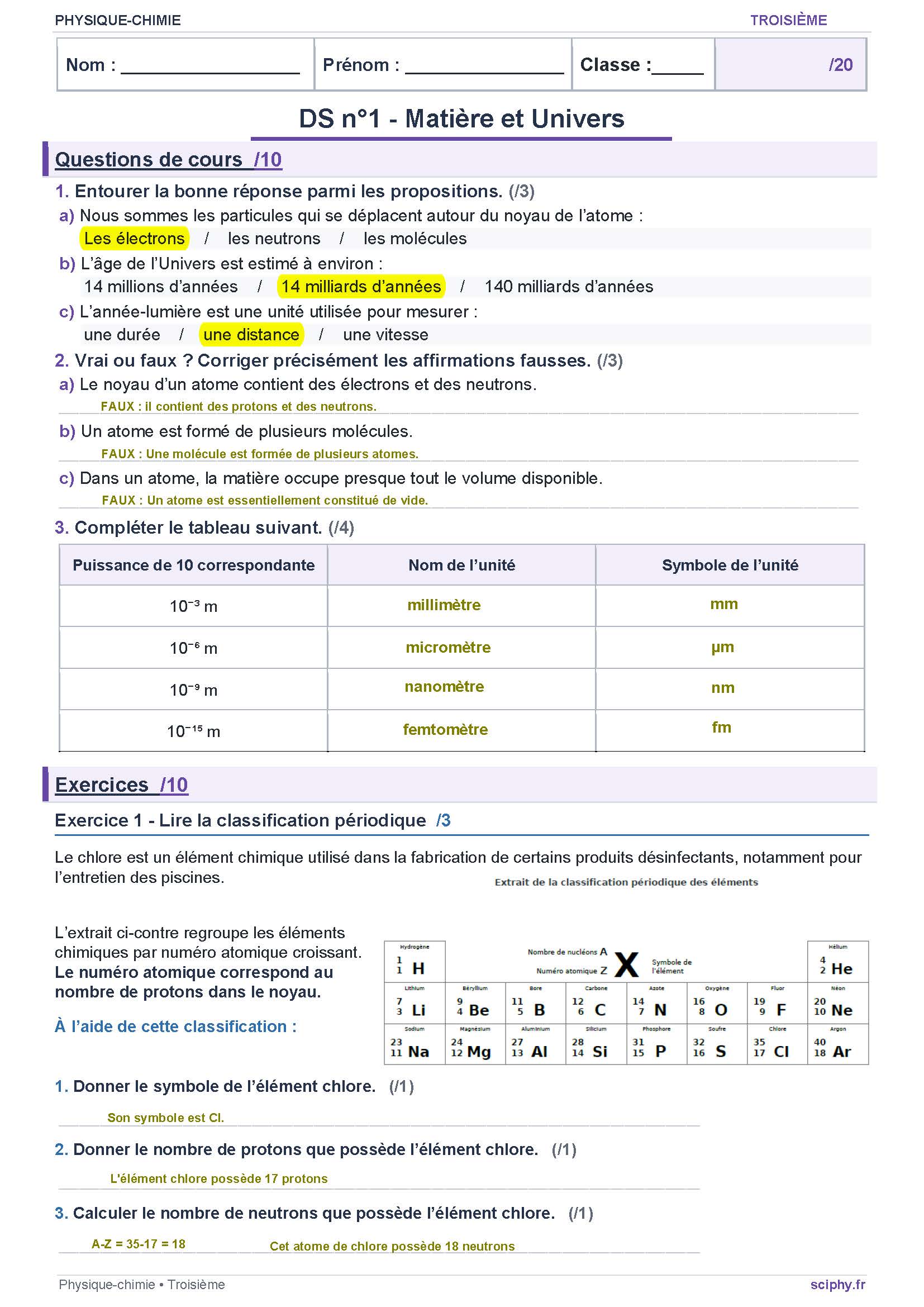 DS1 Matiere et Univers 2026 2027 Correction Page 1